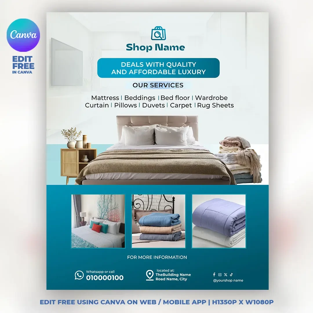 Bedding and Linen Shop Flyer Template main preview