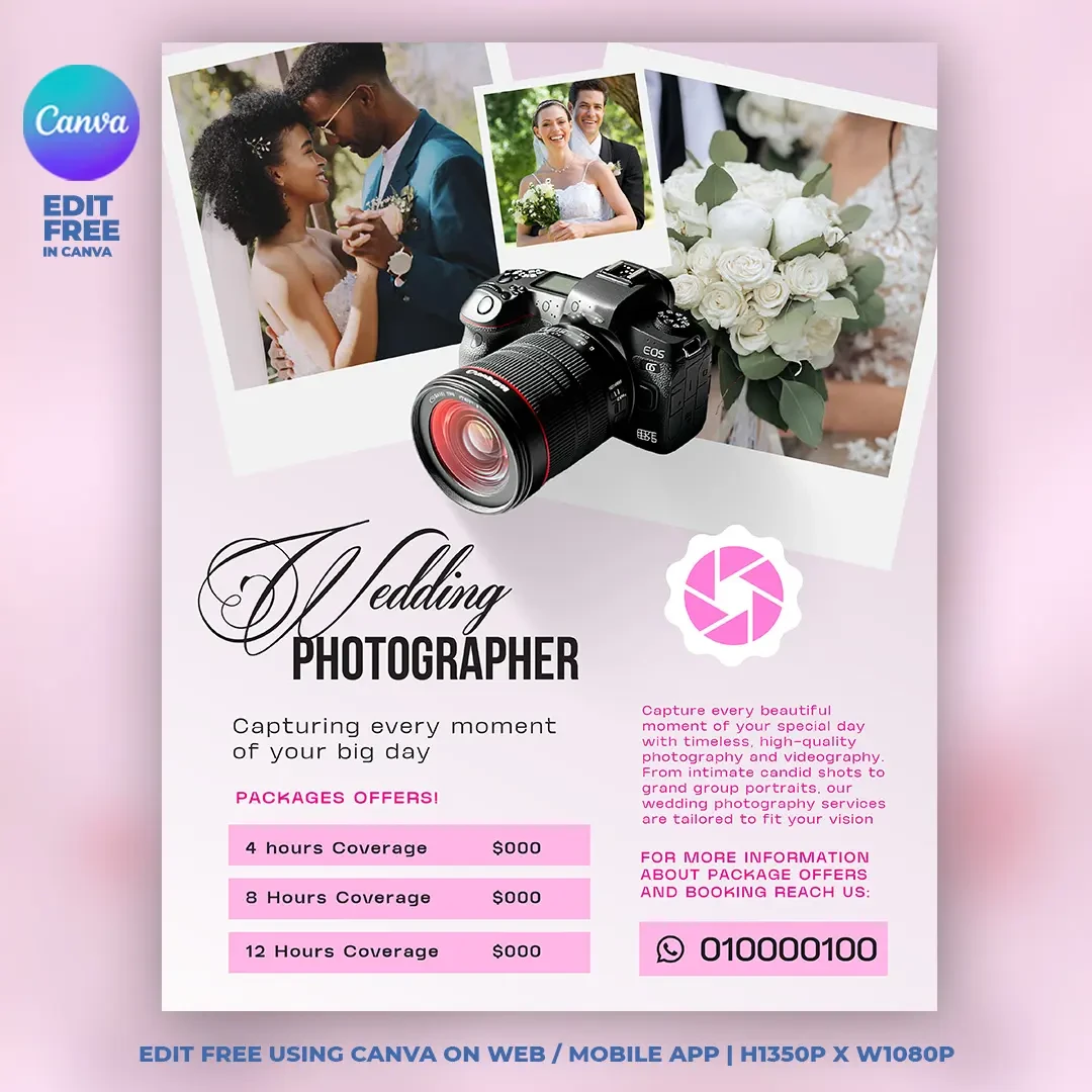 Wedding Photographer Flyer Template main preview