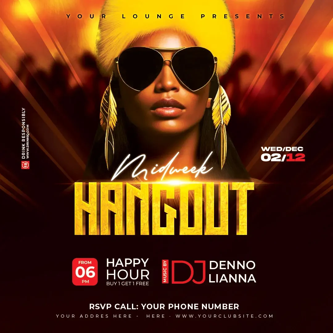 Midweek Hangout Party Flyer main preview