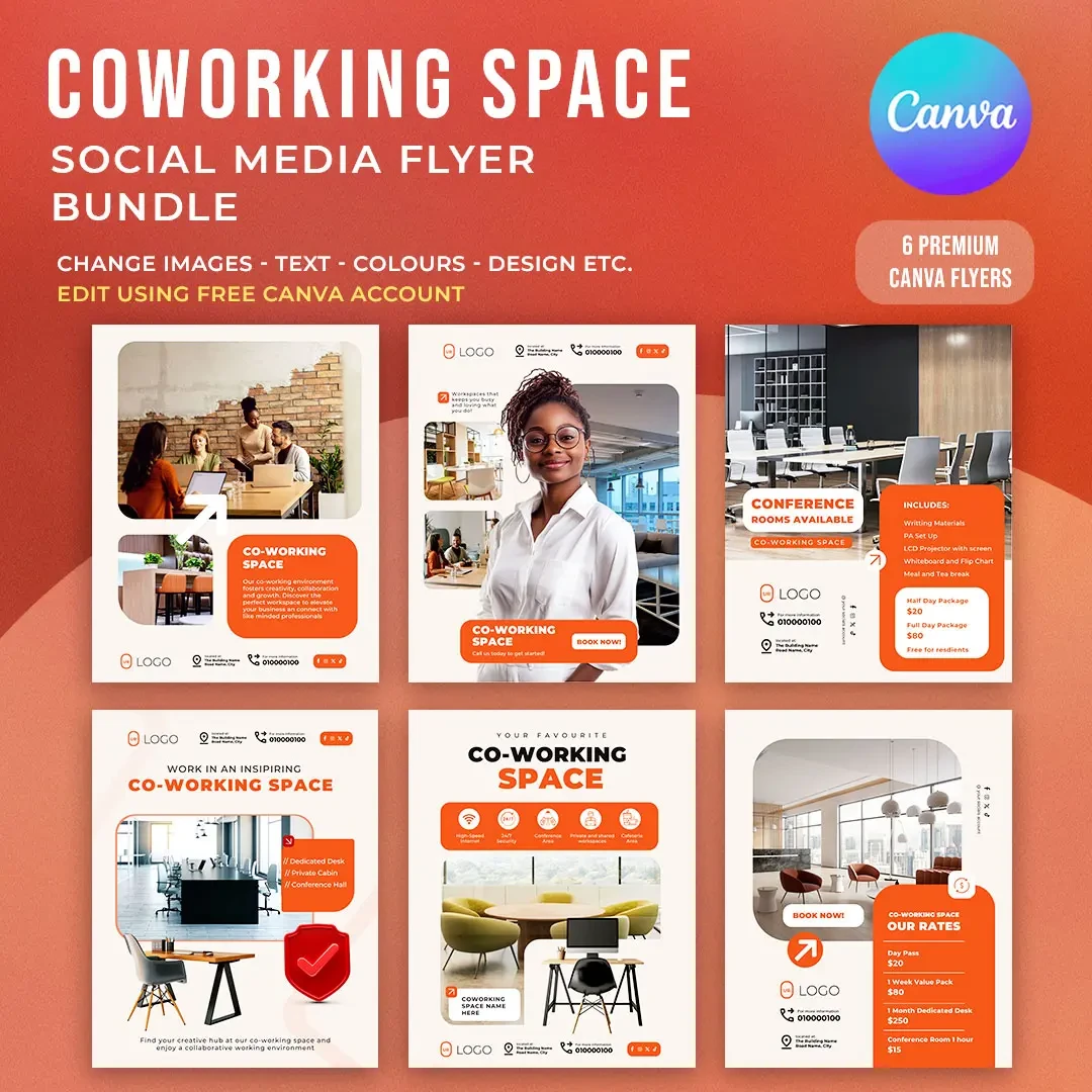Coworking Space Flyer Template Bundle main preview