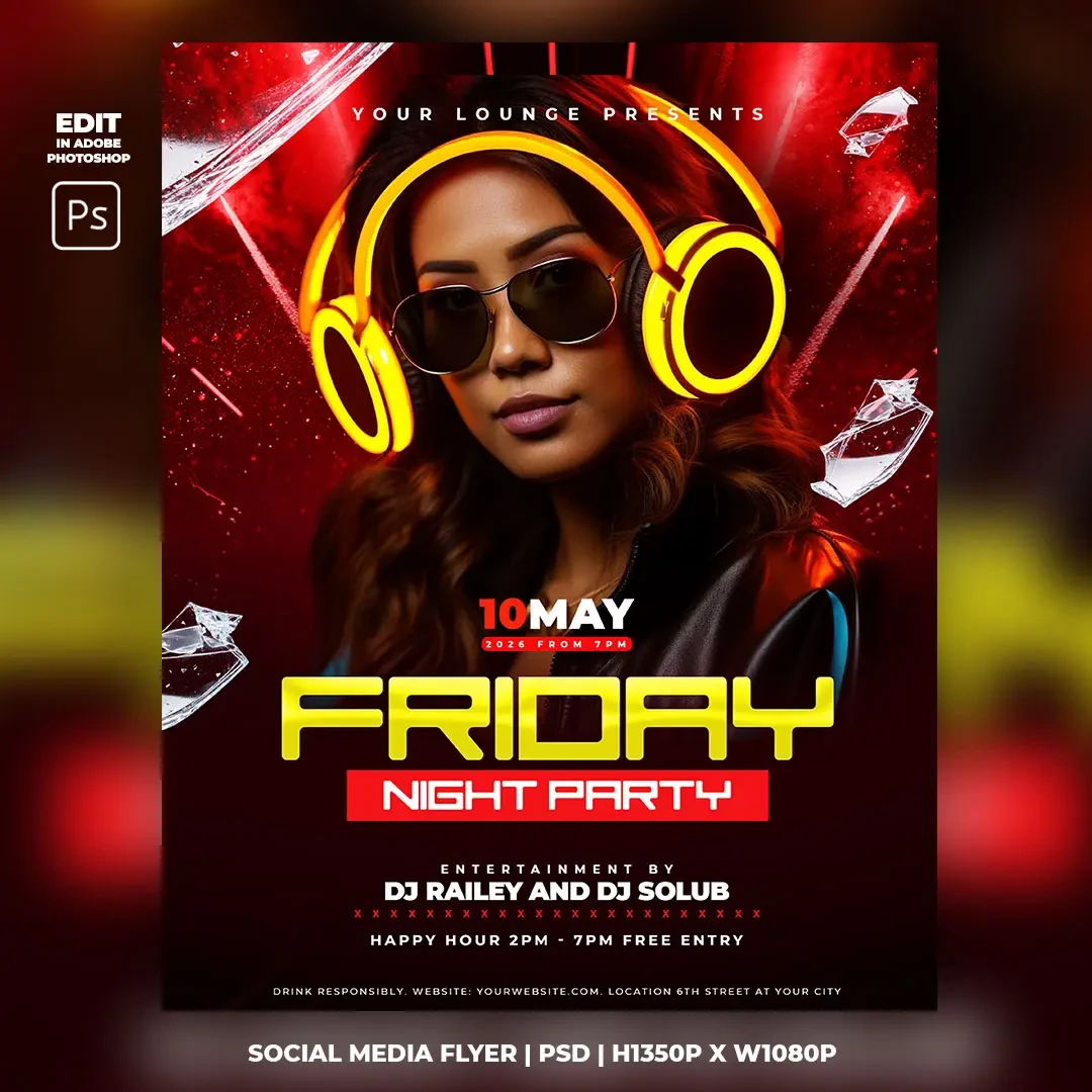 Friday Night Club Flyer Template main preview
