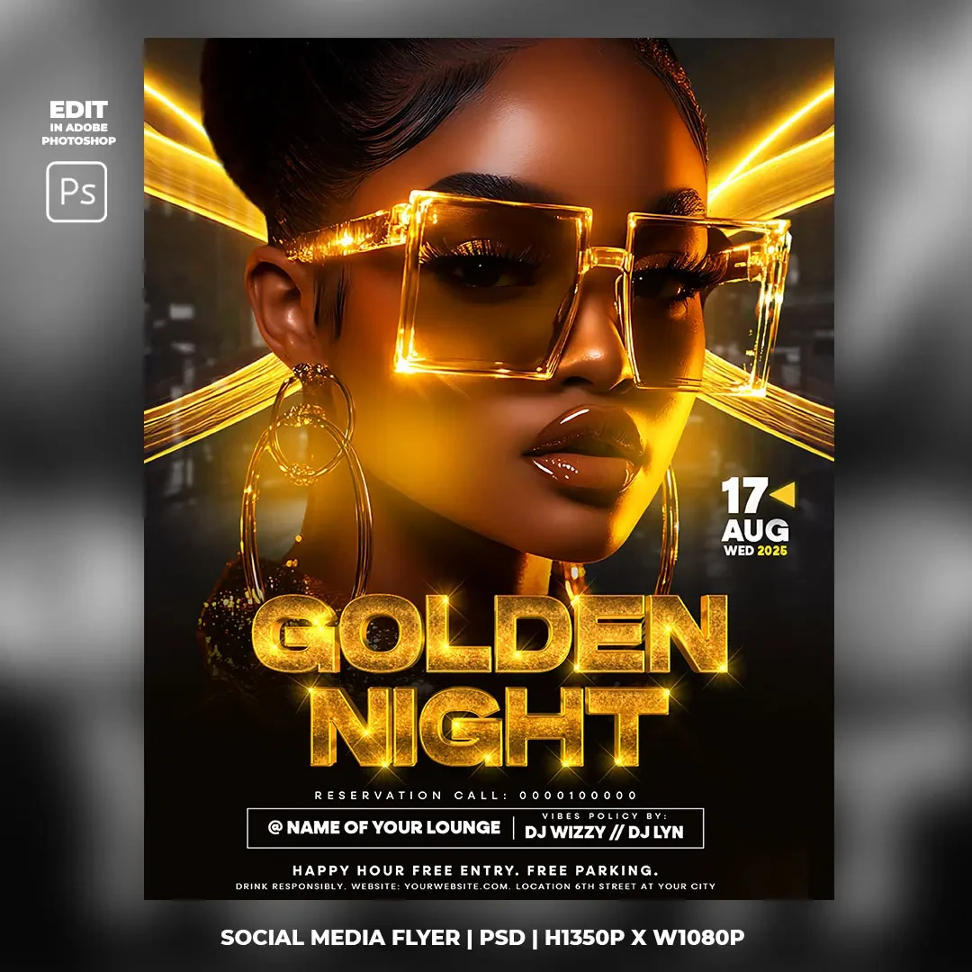 Golden Night Flyer Template main preview