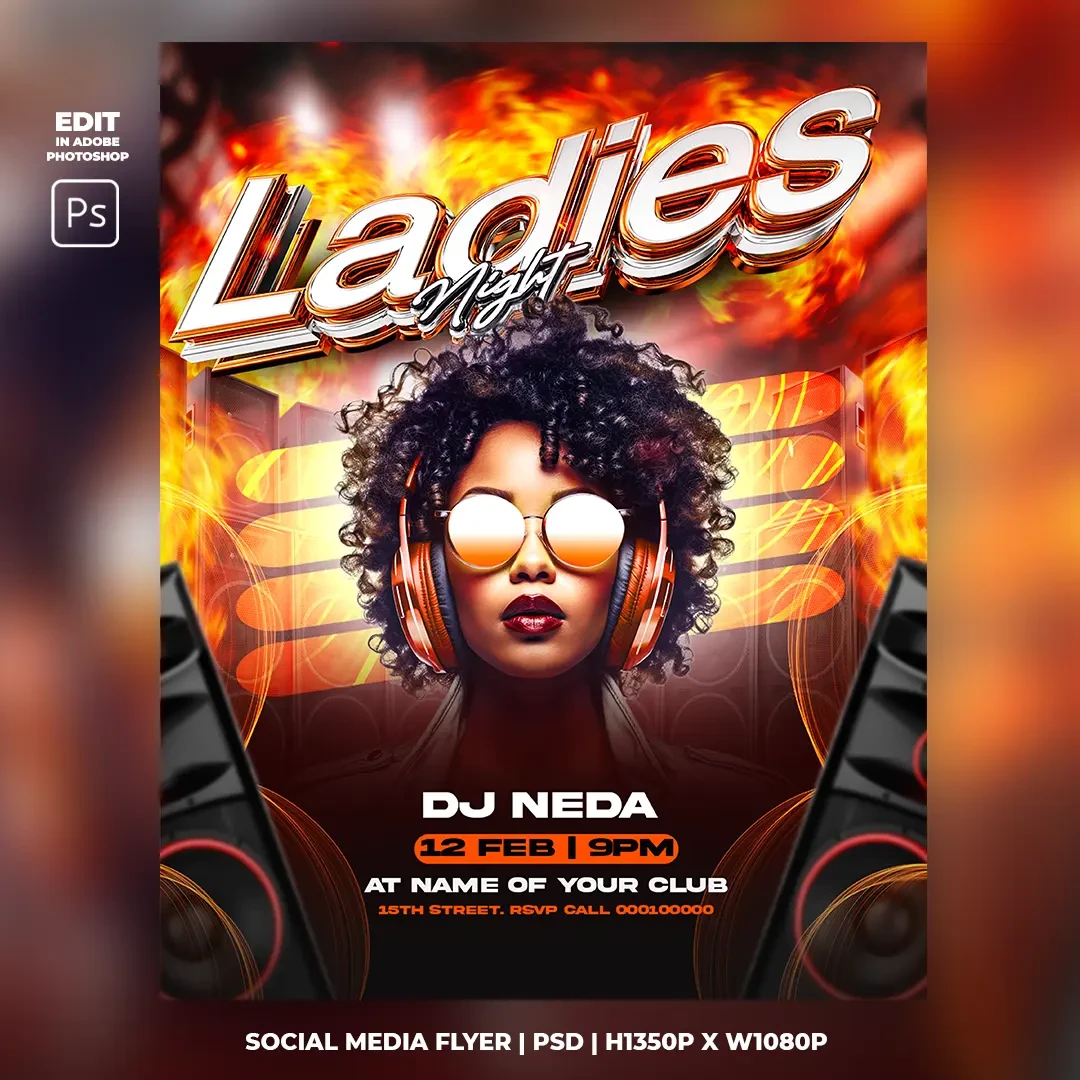 Ladies Night Party PSD Poster Template main preview
