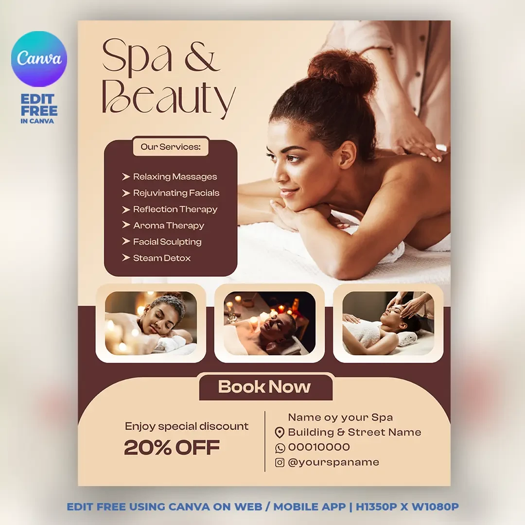 Spa and Beauty Flyer Template Canva main preview