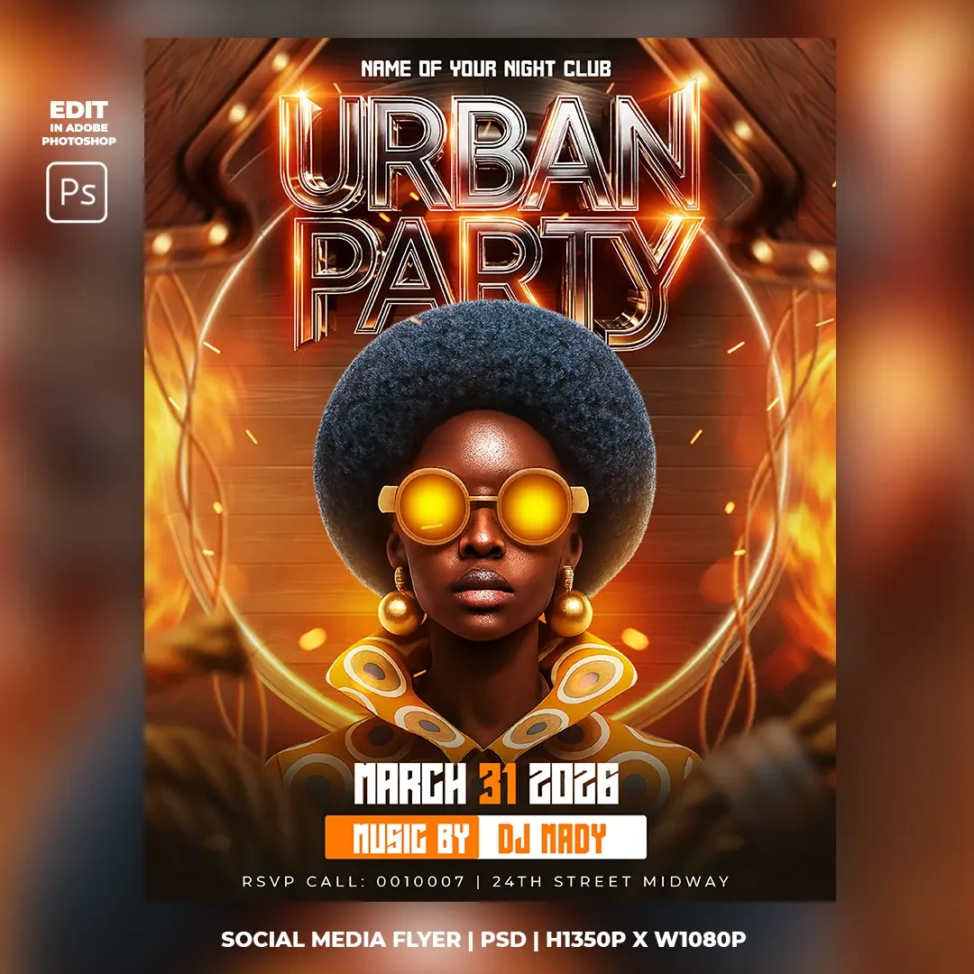 Urban Party PSD Flyer Template main preview