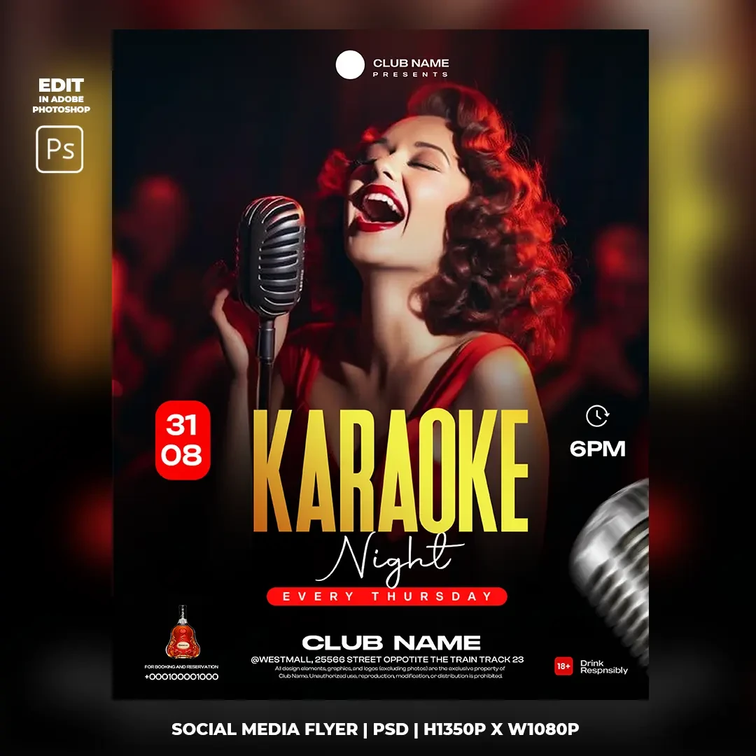 Karaoke Night PSD Poster Template main preview