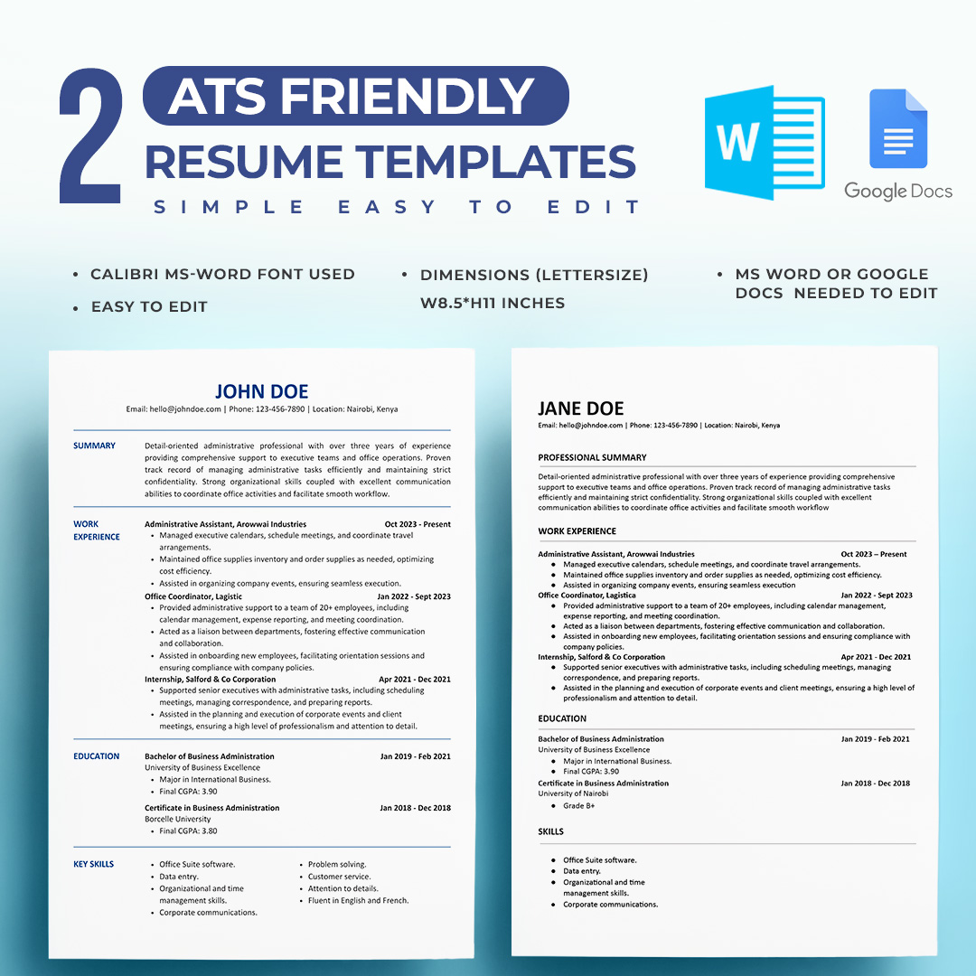 ATS-Friendly Resume Template main preview