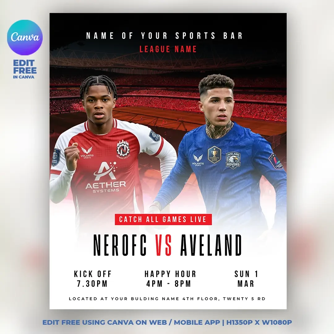 Football Match Canva Poster Template main preview