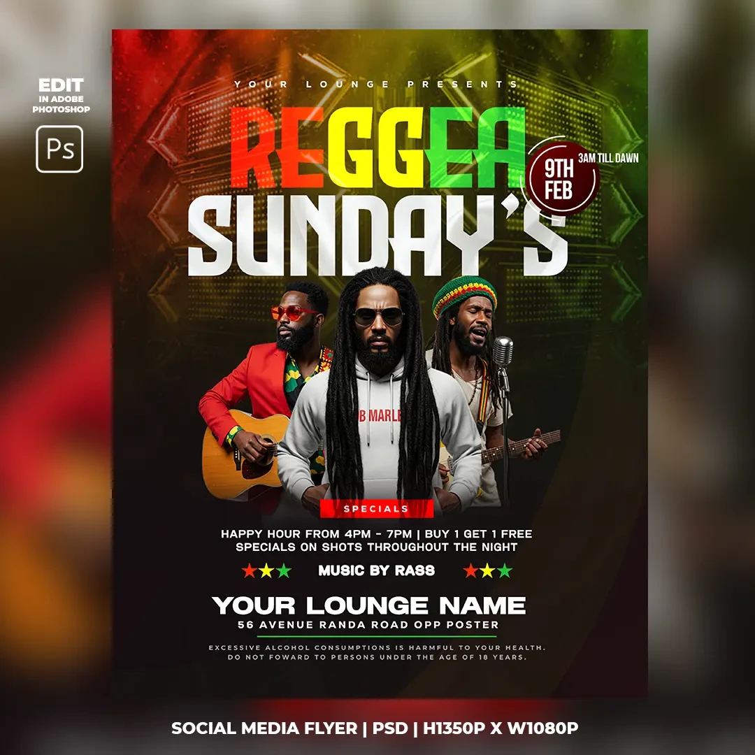 Reggae Sunday PSD Flyer Template