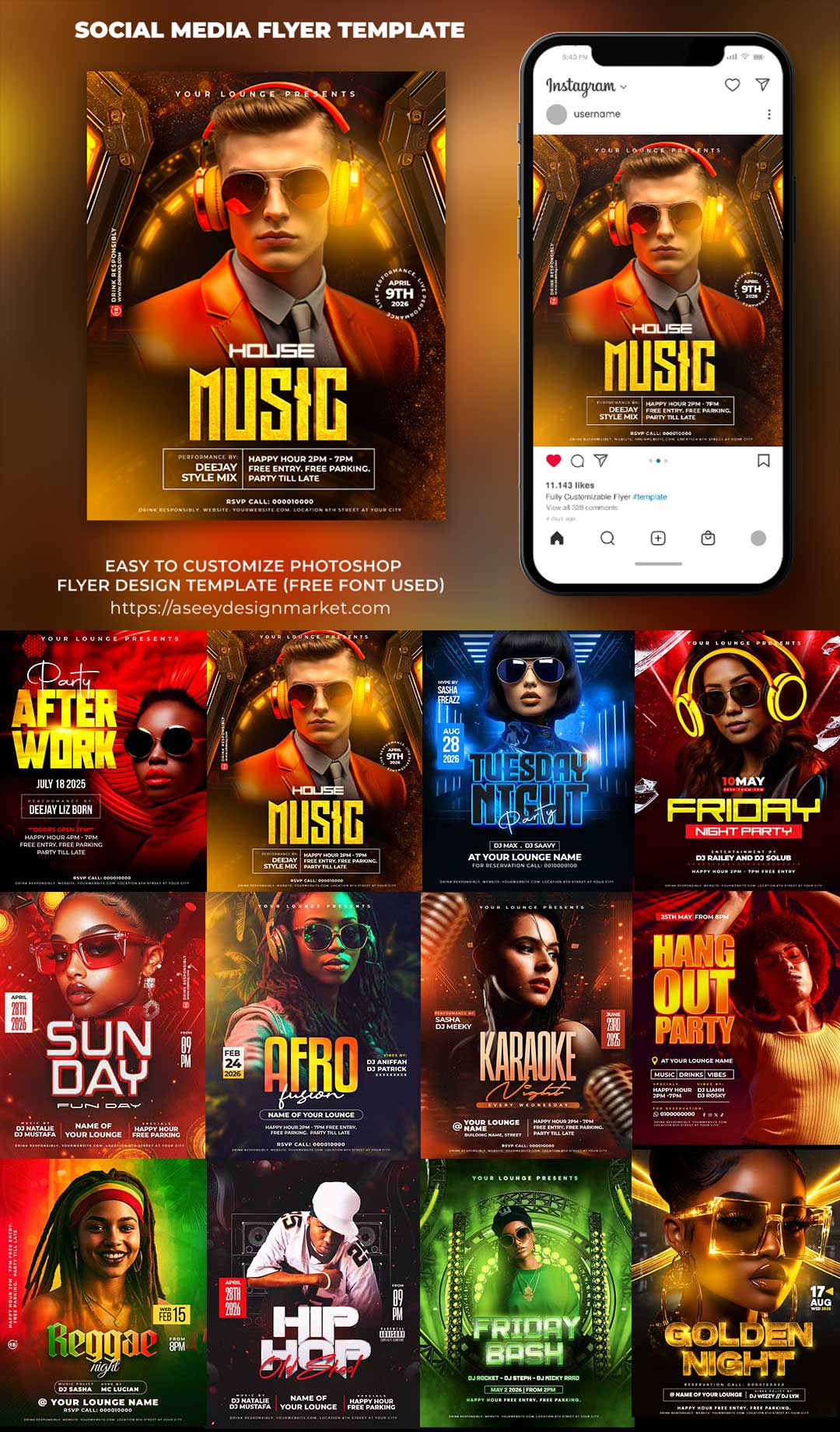 Nightclub Party Flyer Template Bundle screenshot 1