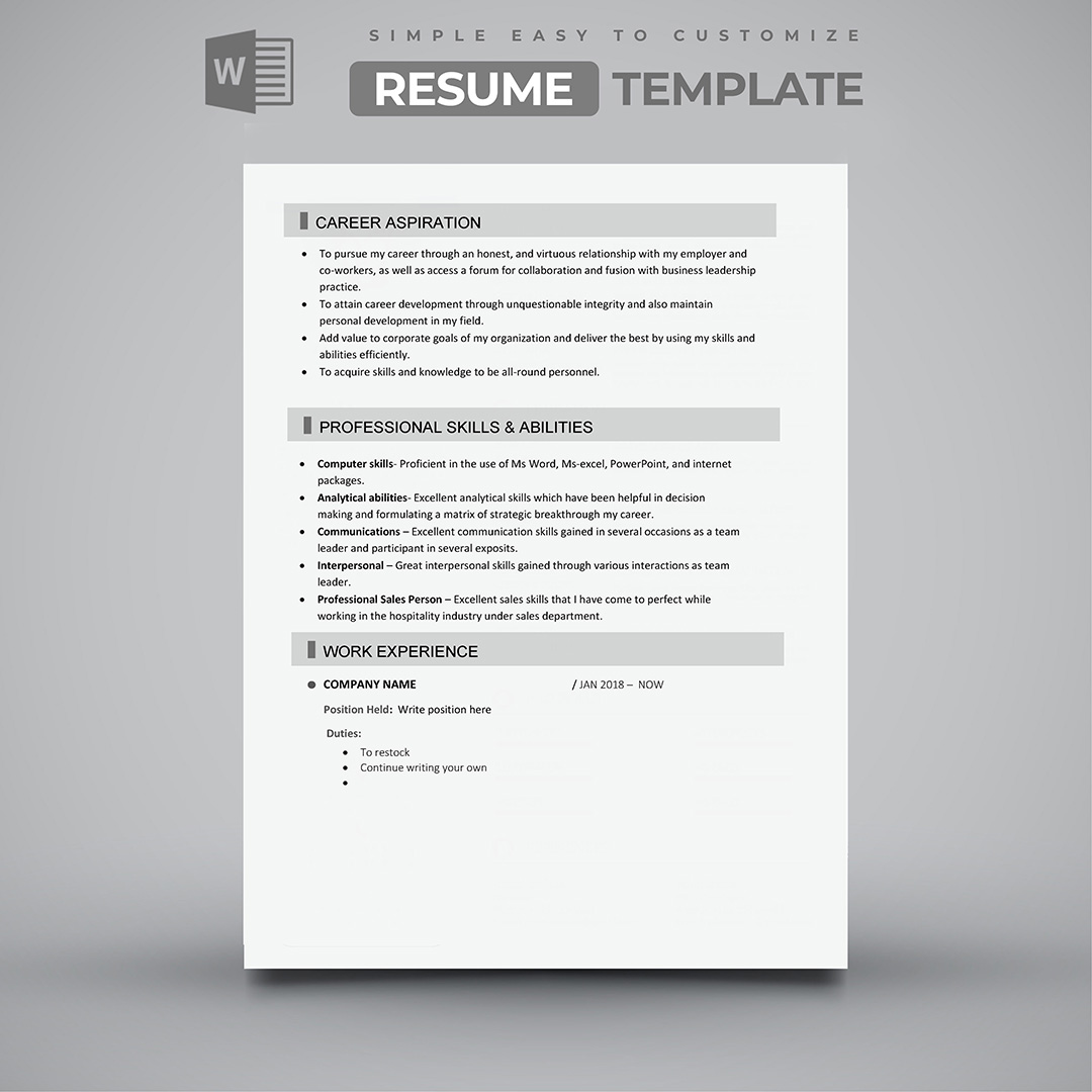 Simple Modern Resume Template screenshot 2