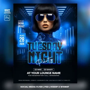 Tuesday Night Party PSD flyer template