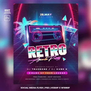 Retro Arcade Party Flyer Template