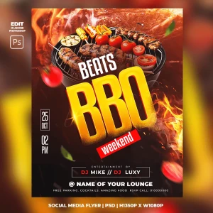 Beats BBQ Party Flyer