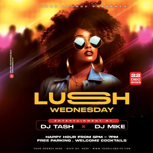 Lush Wednesday Party Flyer