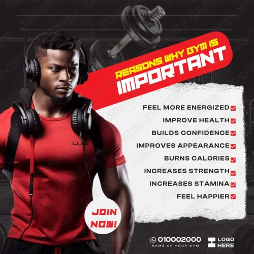 Importance of Gym Fitness Canva Flyer Template