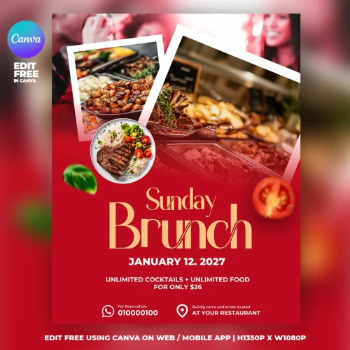 Sunday Brunch Flyer Canva Template