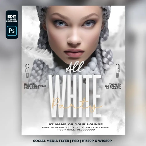 All White Party PSD Flyer Template