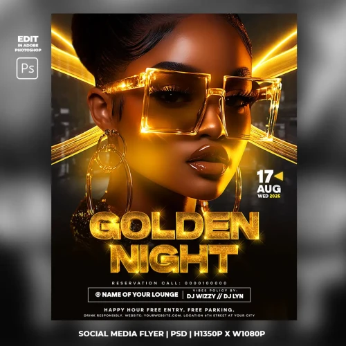 Golden Night Flyer Template