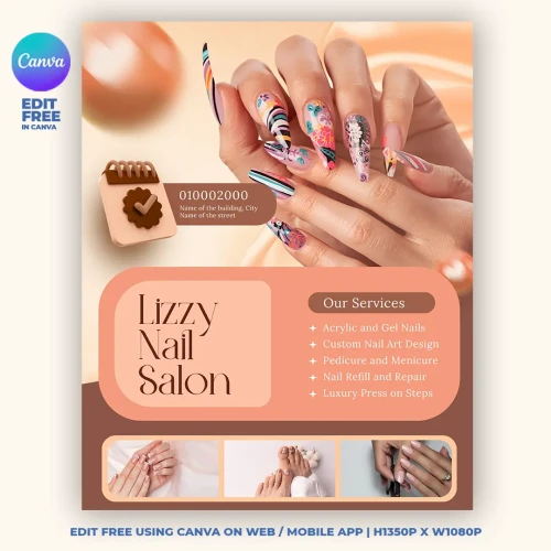 Nails Beauty Salon Canva Flyer Template
