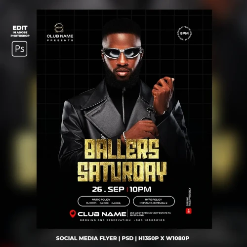 Ballers Saturday Flyer Template