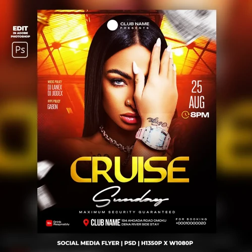 Cruise Sunday Night Club Flyer Template