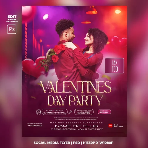 Valentines Day Party Flyer Template