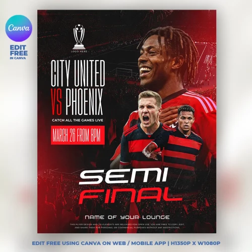 Football | Soccer Match Day Flyer Template Canva